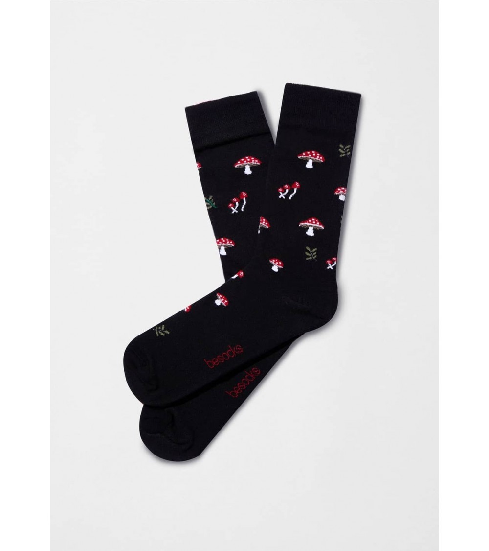 BeMushroom - schwarze Socken aus Bio Baumwolle Besocks socke kuschelsocken für damen lustig herren farbige coole socken