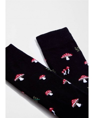 BeMushroom - schwarze Socken aus Bio Baumwolle Besocks socke kuschelsocken für damen lustig herren farbige coole socken