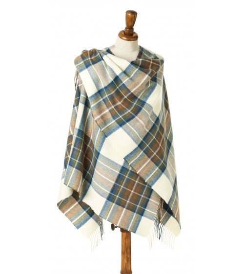 Mini Ruana Tartan Muted Blue Stewart - Poncho, Cape aus Wolle Bronte by Moon wollponcho Ponchos für Damen elegant Winter kaufen