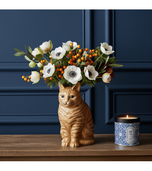 Large Flower Vase - Vincent the Ginger Cat Quail Ceramics table flower living room vase kitatori switzerland