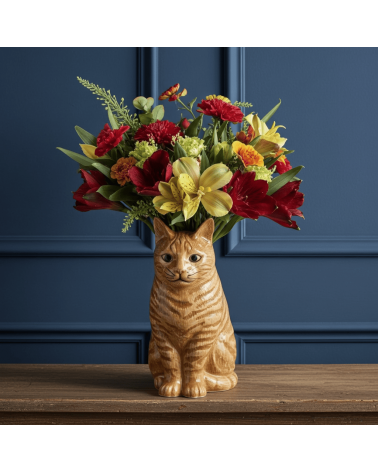 Vaso per fiori - Vincent, il gatto zenzero Quail Ceramics vasi eleganti per interni per fiori decorativi design kitatori sviz...