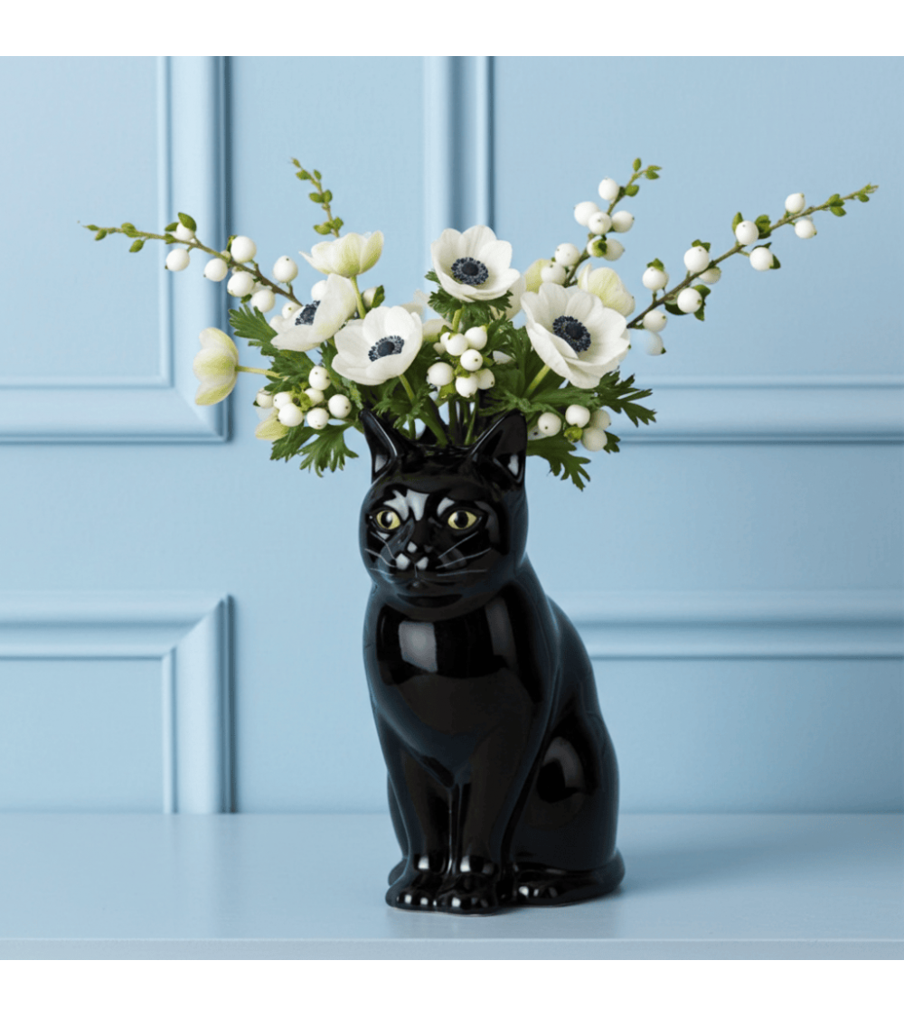 Grand vase à fleurs - Lucky le Chat Noir Quail Ceramics design fleur décoratif original kitatori suisse Grand vase à fleurs - Lucky le Chat Noir Quail Ceramics design fleur décoratif original kitatori suisse