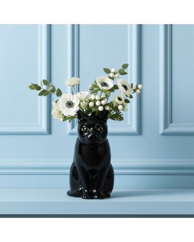 Grand vase à fleurs - Lucky le Chat Noir Quail Ceramics design fleur décoratif original kitatori suisse
