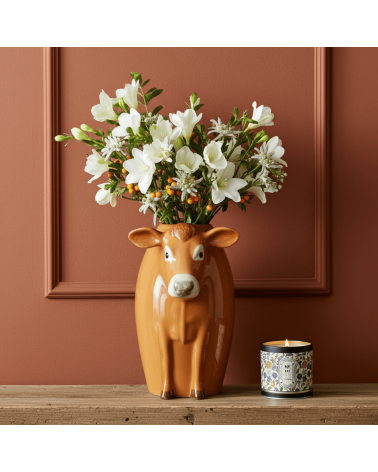 Mucca Jersey - Grande vaso per fiori Quail Ceramics vasi eleganti per interni per fiori decorativi design kitatori svizzera