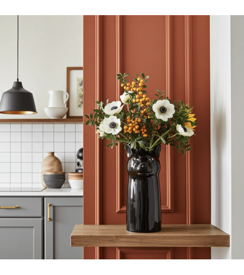Pantera Nera - Grande vaso per fiori Quail Ceramics vasi eleganti per interni per fiori decorativi design kitatori svizzera