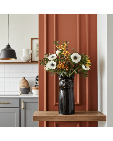 Pantera Nera - Grande vaso per fiori Quail Ceramics vasi eleganti per interni per fiori decorativi design kitatori svizzera