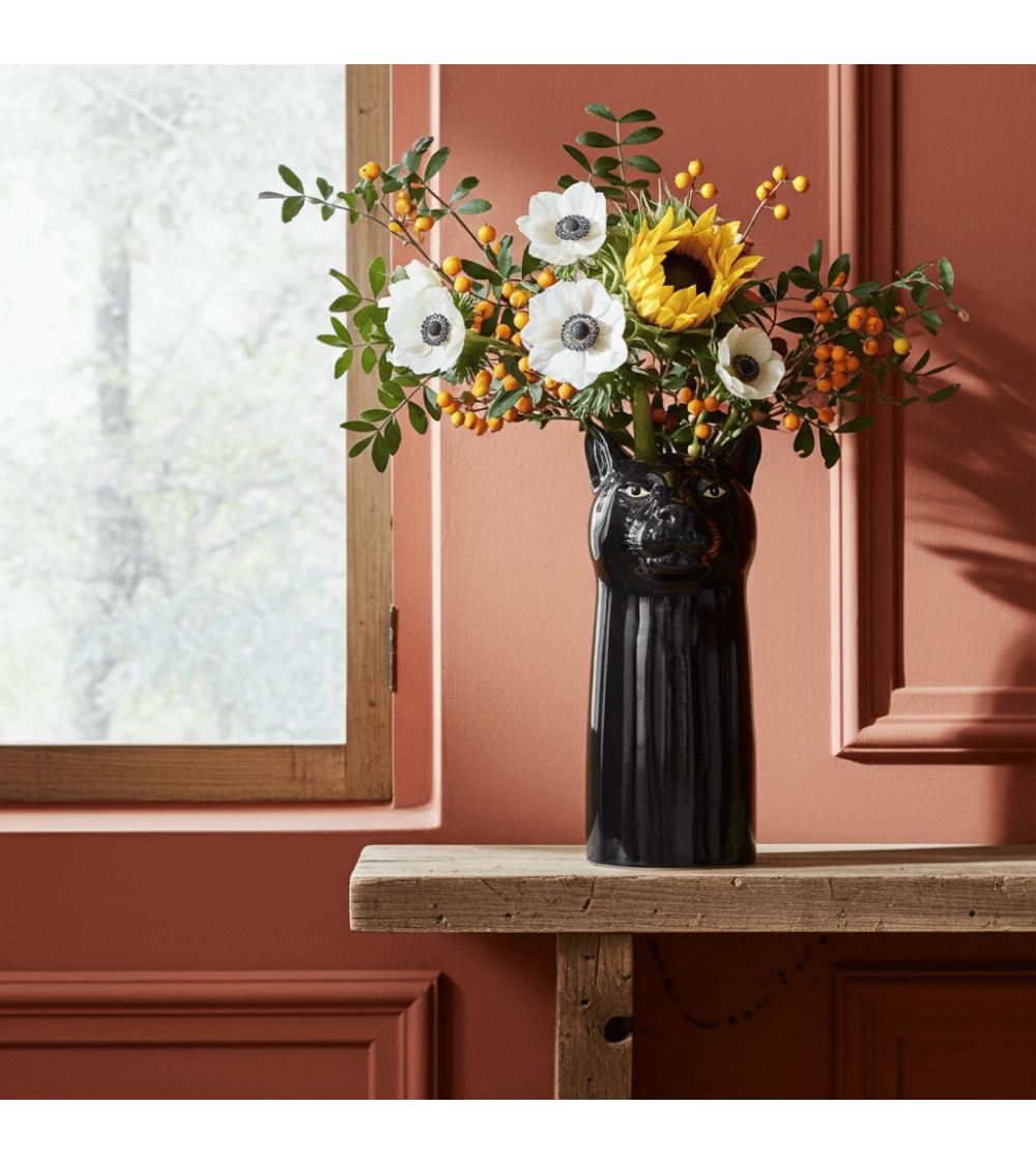 Pantera Nera - Grande vaso per fiori Quail Ceramics vasi eleganti per interni per fiori decorativi design kitatori svizzera