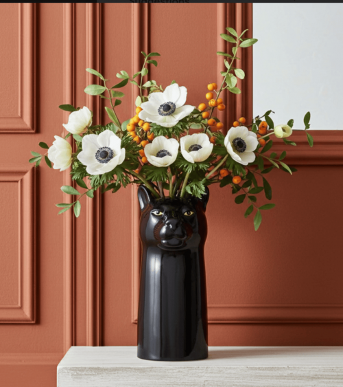 Panthère noire - Grand vase à fleurs en céramique Quail Ceramics design fleur décoratif original kitatori suisse