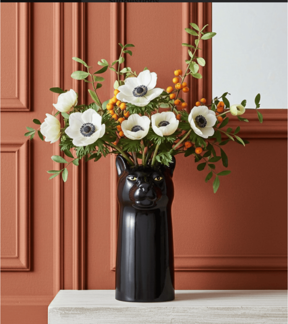 Panthère noire - Grand vase à fleurs en céramique Quail Ceramics design fleur décoratif original kitatori suisse