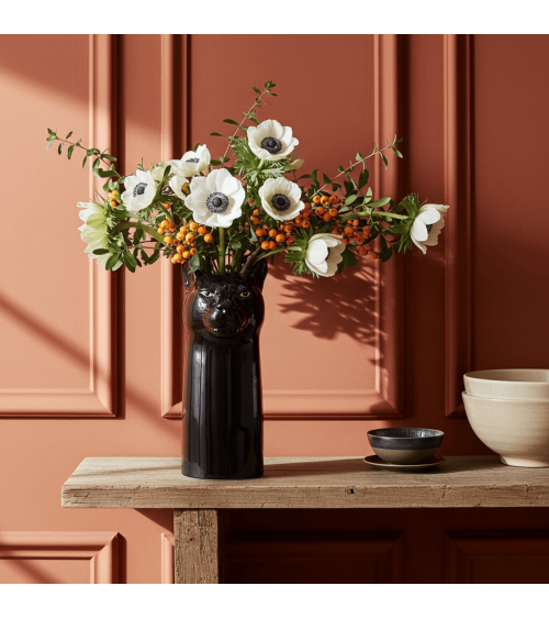 Panthère noire - Grand vase à fleurs en céramique Quail Ceramics design fleur décoratif original kitatori suisse