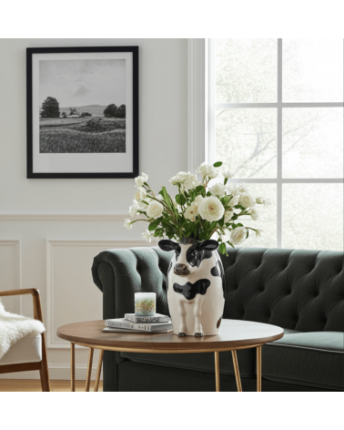 Friesian Cow - Large Flower Vase Quail Ceramics table flower living room vase kitatori switzerland