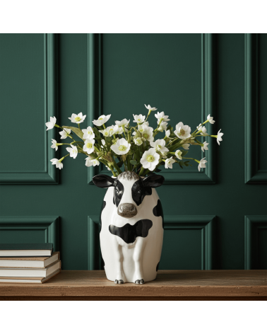 Mucca Holstein - Grande vaso per fiori Quail Ceramics vasi eleganti per interni per fiori decorativi design kitatori svizzera