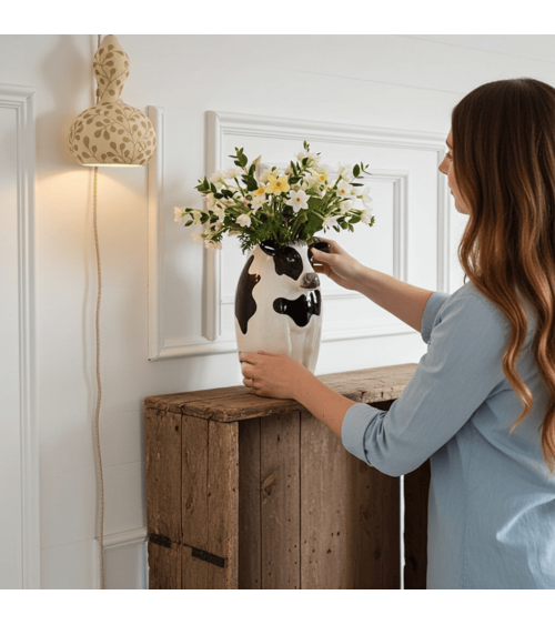 Vache Holstein - Grand vase à fleurs Quail Ceramics design fleur décoratif original kitatori suisse