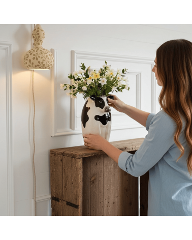 Vache Holstein - Grand vase à fleurs Quail Ceramics design fleur décoratif original kitatori suisse