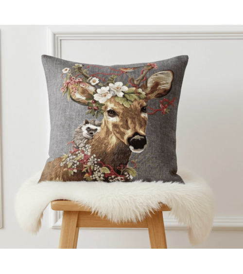 Hirsch und Igel - Kissenbezug Yapatkwa zierkissen sofa deko kissen kaufen dekokissen sofakissen