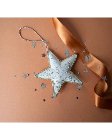 Kosmischer Stern – Weihnachtsdeko aus besticktem Leinen Katie Larmour Linen Weihnachtsdekoration kaufen Weihnachtsbaum Deko I...