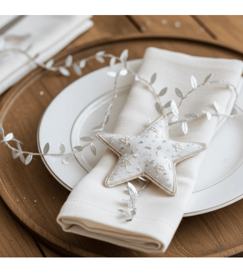 Kosmischer Stern – Weihnachtsdeko aus besticktem Leinen Katie Larmour Linen Weihnachtsdekoration kaufen Weihnachtsbaum Deko I...