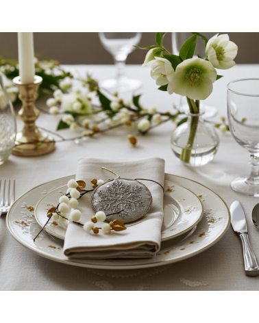 Schiaccianoci-fiocco di neve - Decorazione di Natale in lino Katie Larmour Linen Decorazioni natalizie eleganti particolari d...