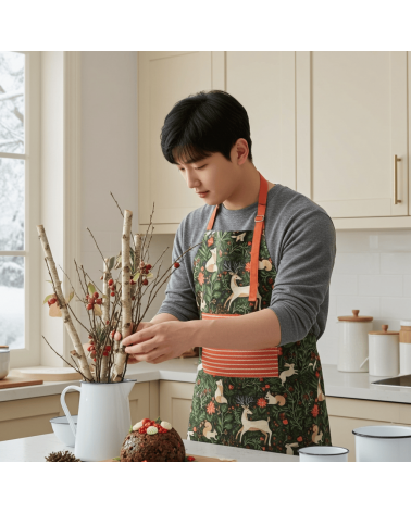 Kitchen Apron - Christmas forest Gingiber kitchen cooking women funny cute bbq aprons for men