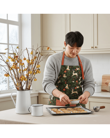 Kitchen Apron - Christmas forest Gingiber kitchen cooking women funny cute bbq aprons for men