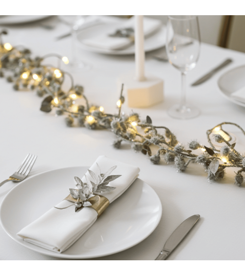 Tinsel pom pom Silver - Fairy Light Garland Melanie Porter lighted illuminated decoration indoor bedroom