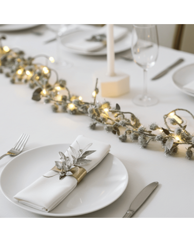 Tinsel pom pom Silver - Fairy Light Garland Melanie Porter lighted illuminated decoration indoor bedroom