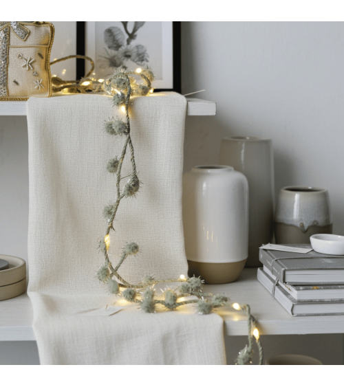 Tinsel pom pom Silver - Fairy Light Garland Melanie Porter lighted illuminated decoration indoor bedroom