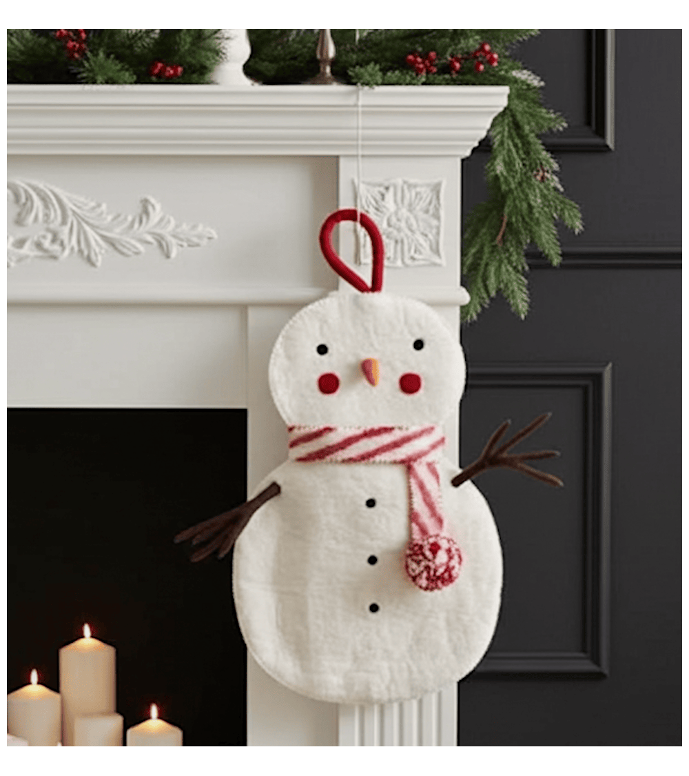 Pupazzo di neve - Calza di Natale camino Sew Heart Felt Decorazioni natalizie eleganti particolari decoro natale decorazione ...
