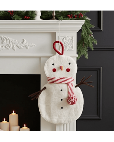 Pupazzo di neve - Calza di Natale camino Sew Heart Felt Decorazioni natalizie eleganti particolari decoro natale decorazione ...