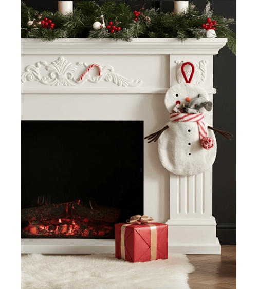 Pupazzo di neve - Calza di Natale camino Sew Heart Felt Decorazioni natalizie eleganti particolari decoro natale decorazione ...