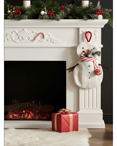 Pupazzo di neve - Calza di Natale camino Sew Heart Felt Decorazioni natalizie eleganti particolari decoro natale decorazione ...