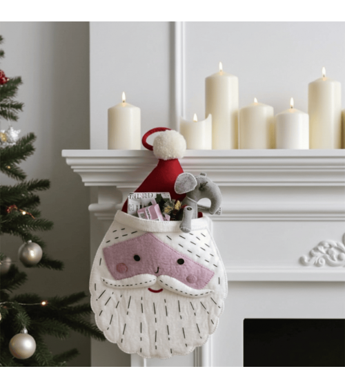 Babbo Natale - Calza di Natale camino Sew Heart Felt Decorazioni natalizie eleganti particolari decoro natale decorazione alb...