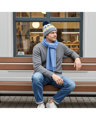 PLAIN Marine Blue - Sciarpa di lana merinos blu Bronte by Moon sciarpa inglese per donna da uomo per donna sciarpe di lana el...