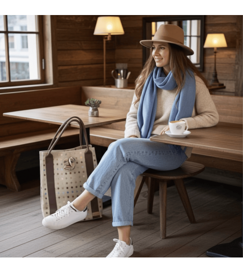 PLAIN Marine Blue - Sciarpa di lana merinos blu Bronte by Moon sciarpa inglese per donna da uomo per donna sciarpe di lana el...