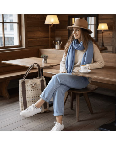 PLAIN Marine Blue - Sciarpa di lana merinos blu Bronte by Moon sciarpa inglese per donna da uomo per donna sciarpe di lana el...