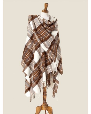 Grande Ruana Tartan NATURAL DRESS STEWART - Mantella, poncho di lana Bronte by Moon donna elegante invernale kitatori svizzera