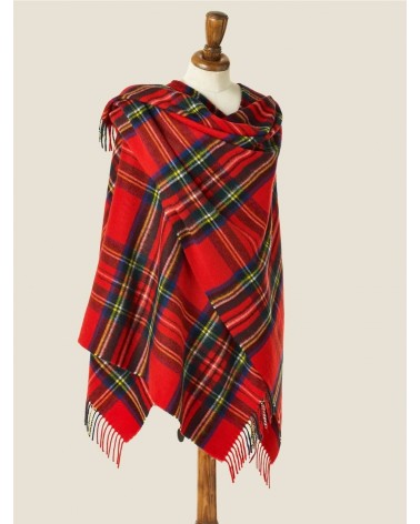 Mini Ruana Tartan ROYAL STEWART - Merino wool poncho Bronte by Moon cape warm winter elegant for women kitatori switzerland