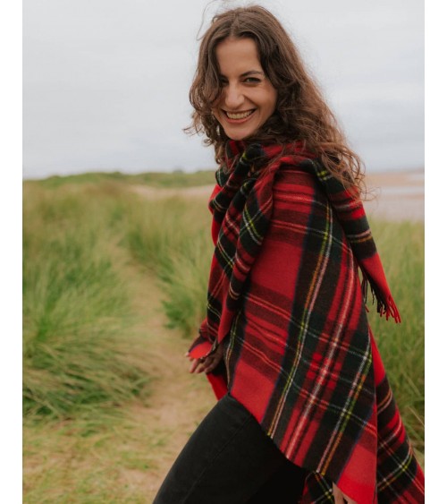 Mini Ruana Tartan ROYAL STEWART - Merino wool poncho Bronte by Moon cape warm winter elegant for women kitatori switzerland