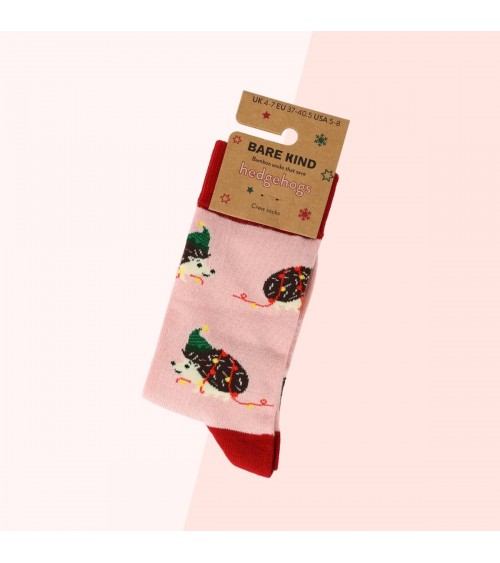 Save the Hedgehogs - Christmas Bamboo Socks Bare Kind funny crazy cute cool best pop socks for women men