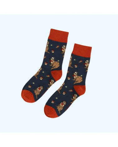 Save the Otters - Christmas Bamboo Socks Bare Kind funny crazy cute cool best pop socks for women men