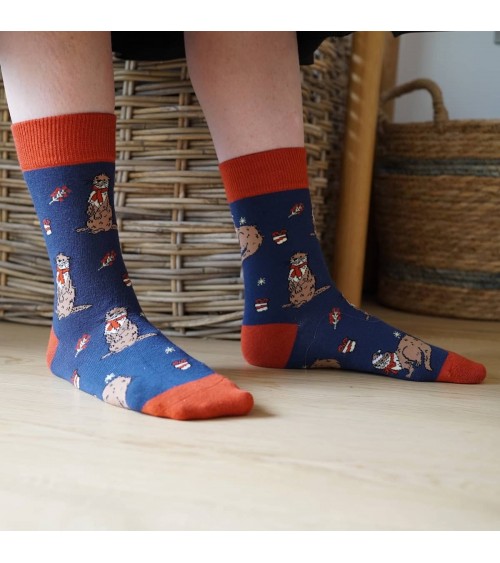 Save the Otters - Christmas Bamboo Socks Bare Kind funny crazy cute cool best pop socks for women men