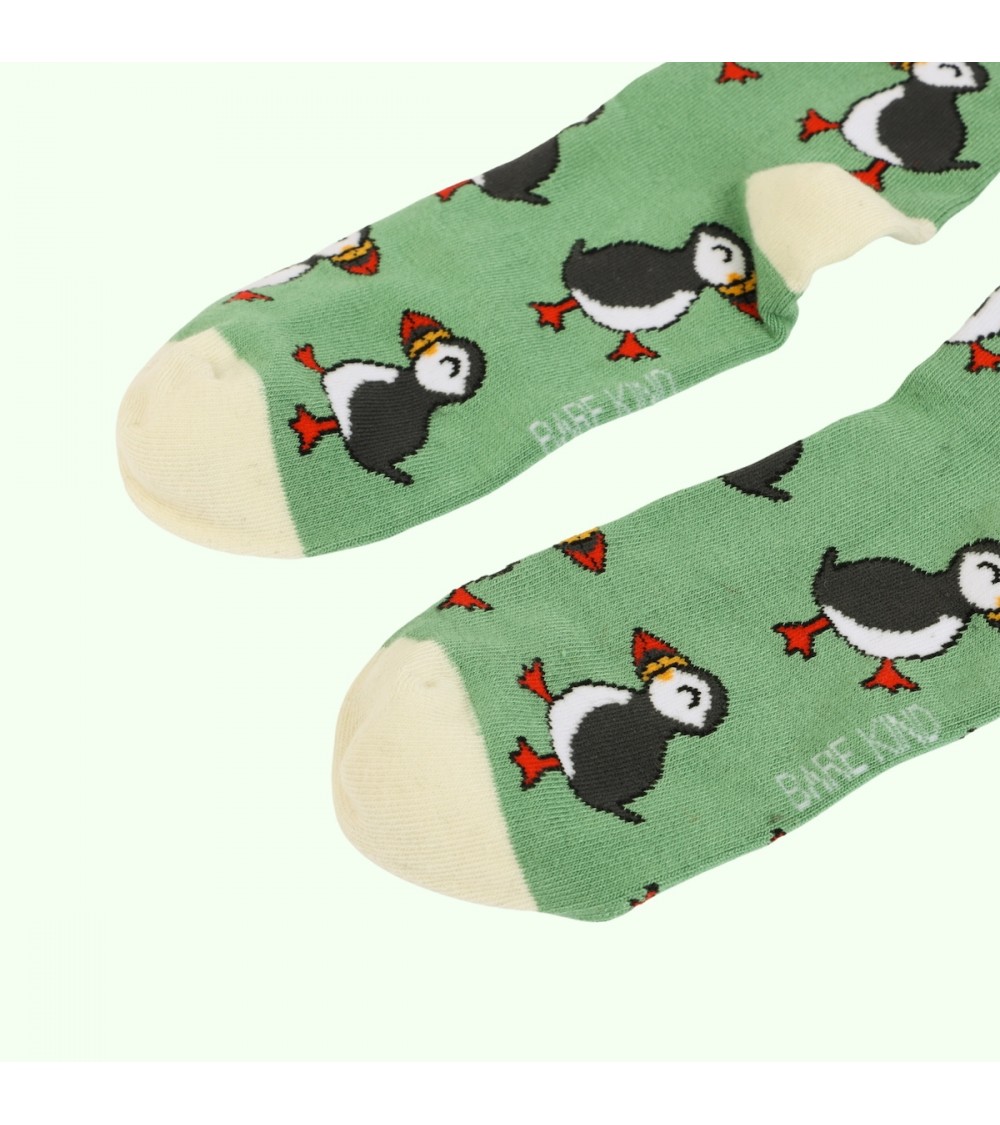 Save the Puffins - Bamboo Socks Bare Kind funny crazy cute cool best pop socks for women men