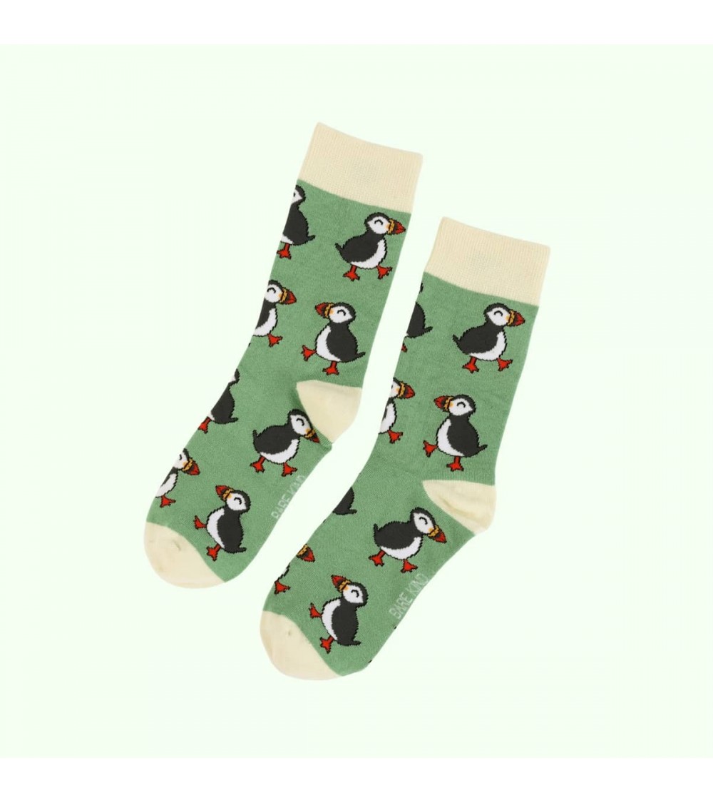 Save the Puffins - Bamboo Socks Bare Kind funny crazy cute cool best pop socks for women men