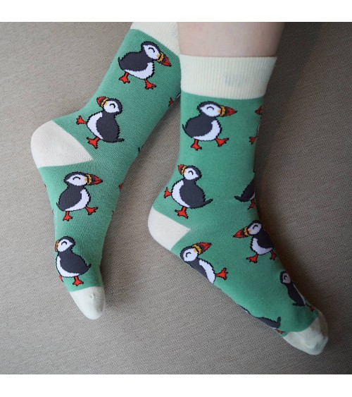 Save the Puffins - Bamboo Socks Bare Kind funny crazy cute cool best pop socks for women men