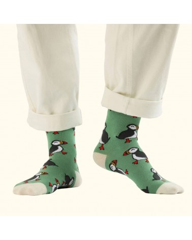 Save the Puffins - Bamboo Socks Bare Kind funny crazy cute cool best pop socks for women men