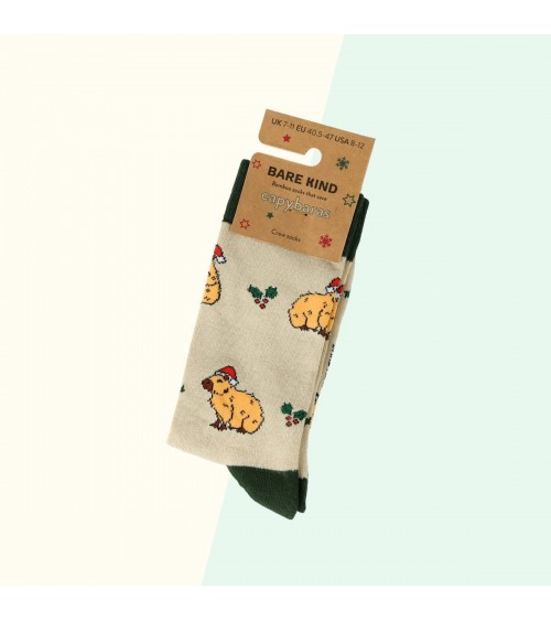 Save the Capybara - Christmas Bamboo Socks Bare Kind funny crazy cute cool best pop socks for women men