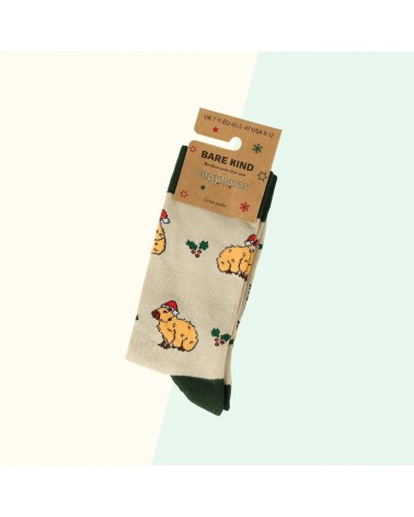 Save the Capybara - Christmas Bamboo Socks Bare Kind funny crazy cute cool best pop socks for women men