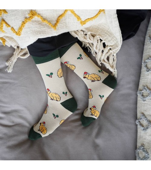 Save the Capybara - Christmas Bamboo Socks Bare Kind funny crazy cute cool best pop socks for women men