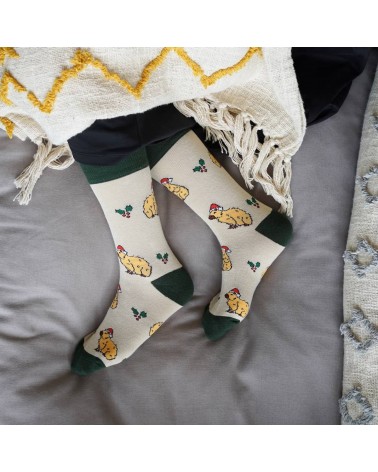 Save the Capybara - Christmas Bamboo Socks Bare Kind funny crazy cute cool best pop socks for women men