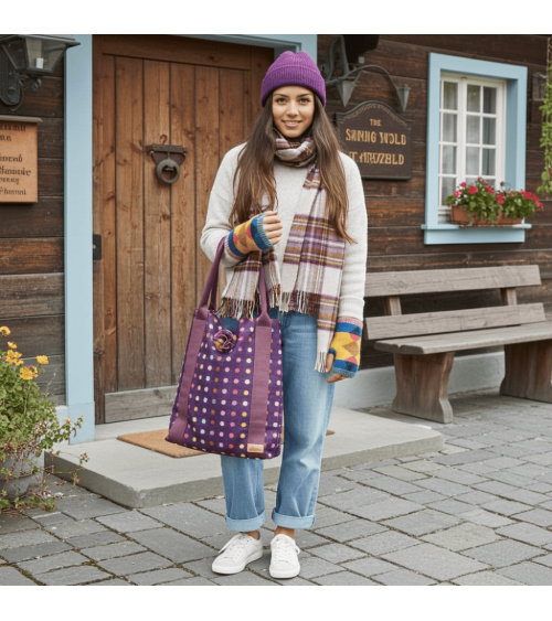 Kate Multispot Wine - Grande borsa a tracolla Hettie originale kitatori